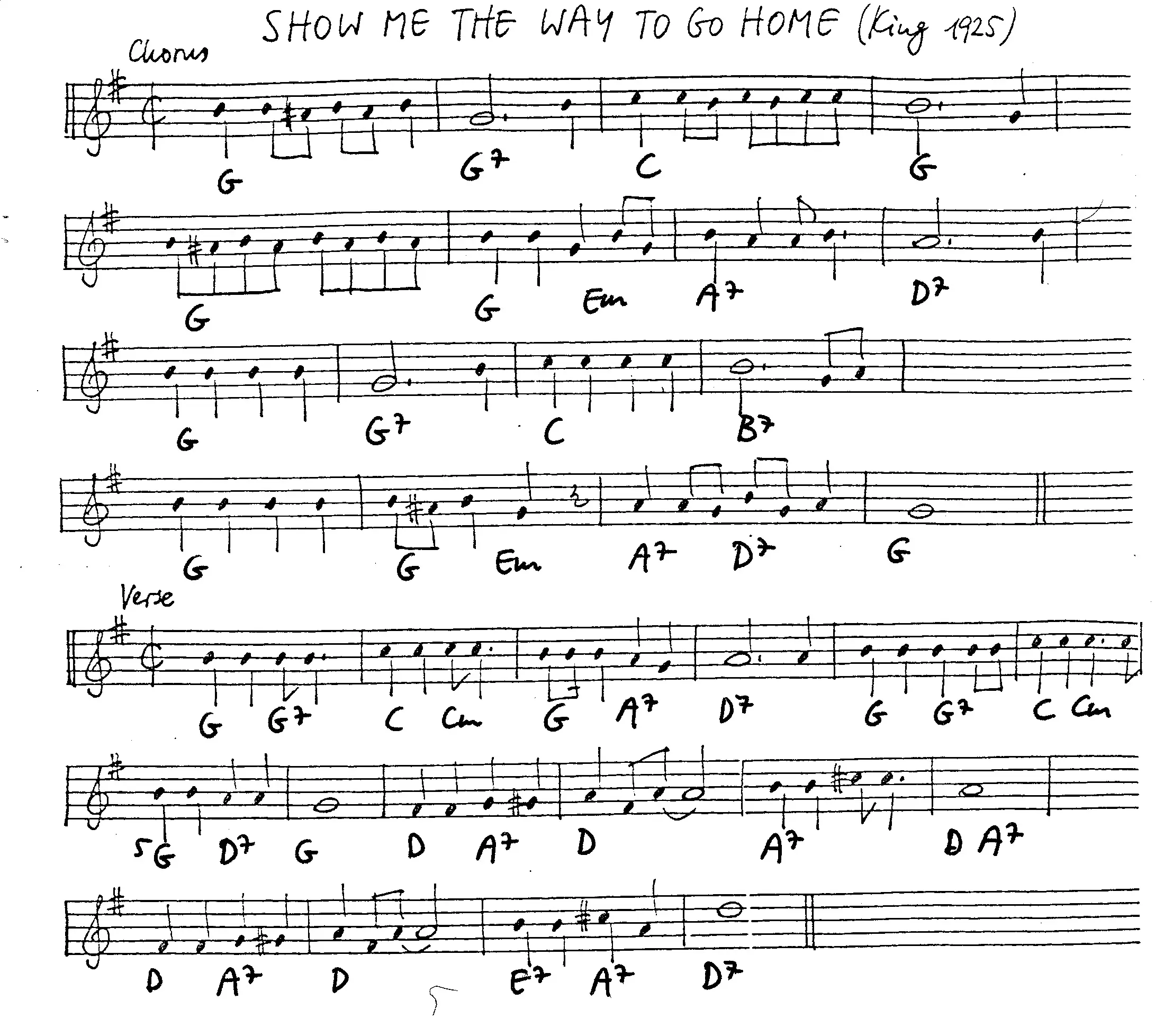 show me the way to go home free jazz leadsheet - Courtesy of the Jungle Jazz Band